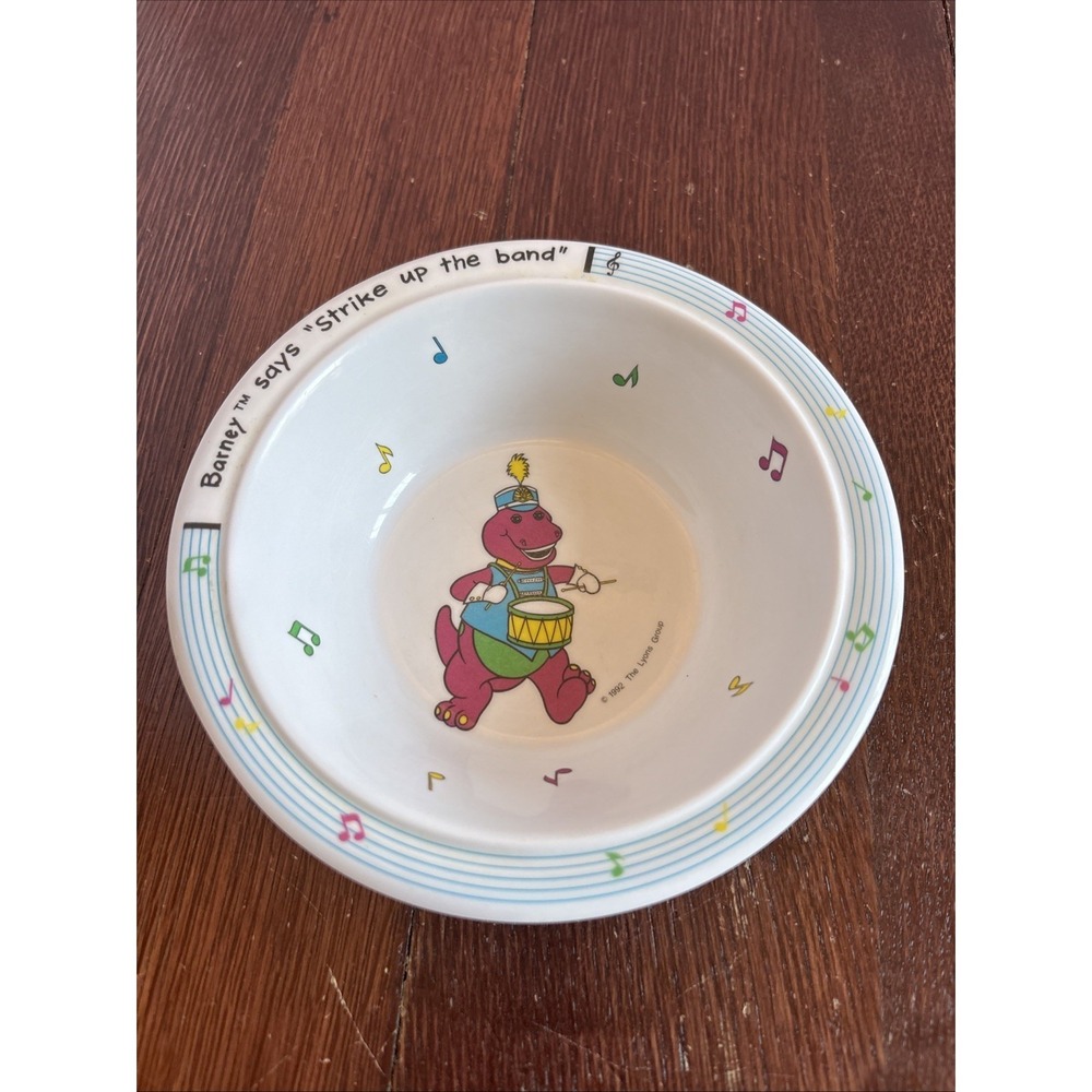 Vintage Barney The Purple Dinosaur Plastic Bowl Strike Up‎ The Band 1992